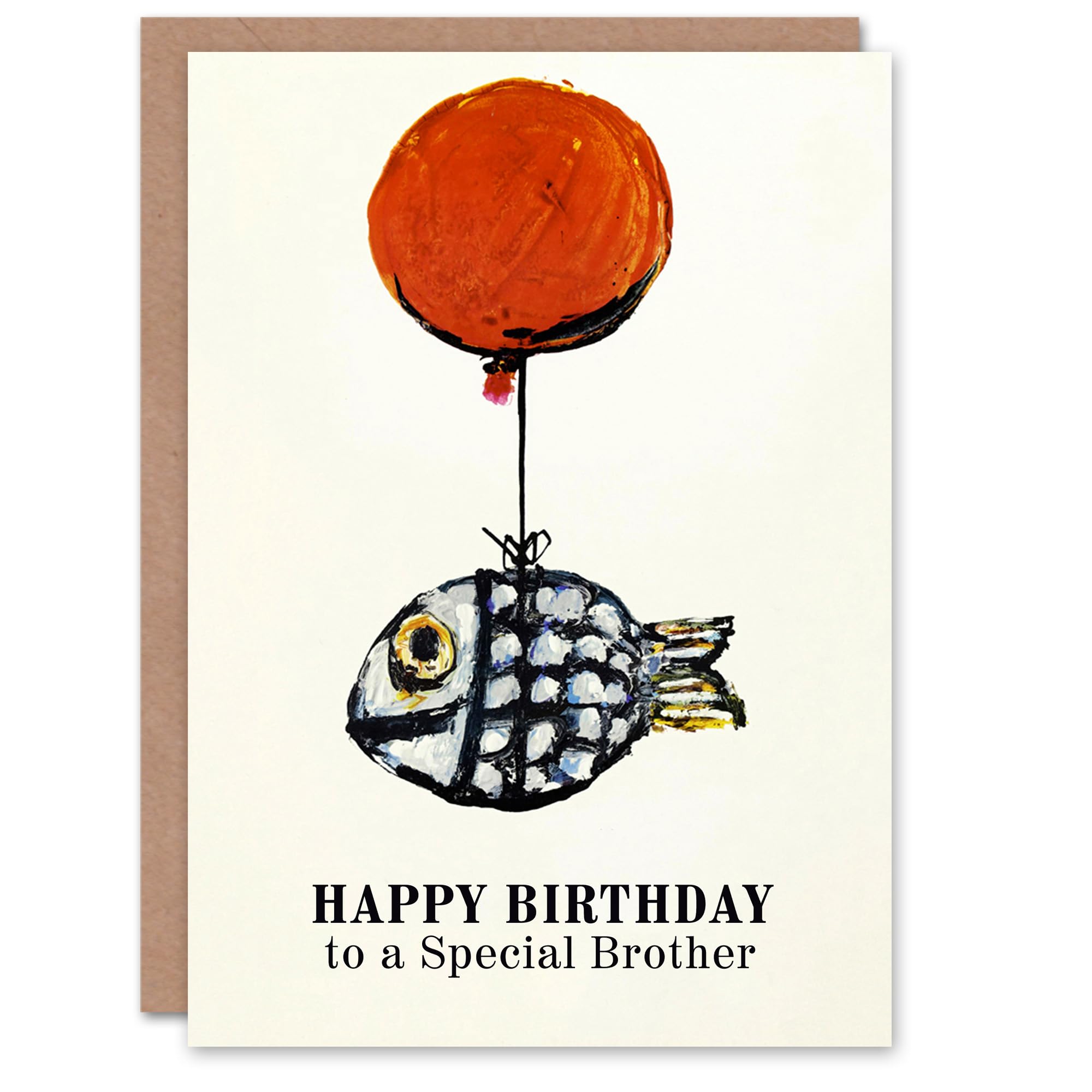 Artery8 Happy Birthday Card to a Special Brother Fun Balloon Fish Fishing Fisherman Angler