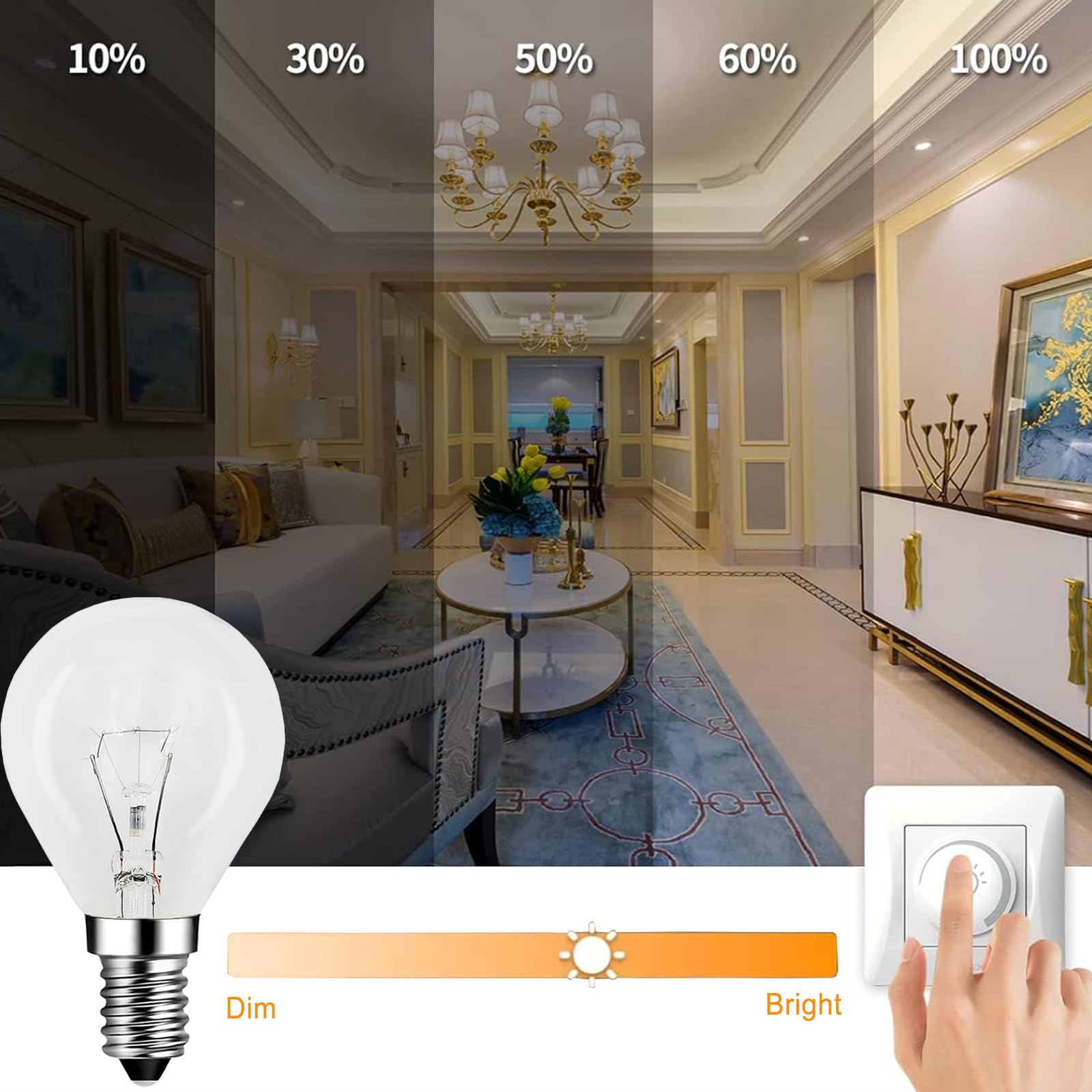 Ampoules Four E14 Dimmable 300°C - Lot De 2 Ampoules G45 Blanc Chaud 2700K Pour Four Et Micro-ondes
