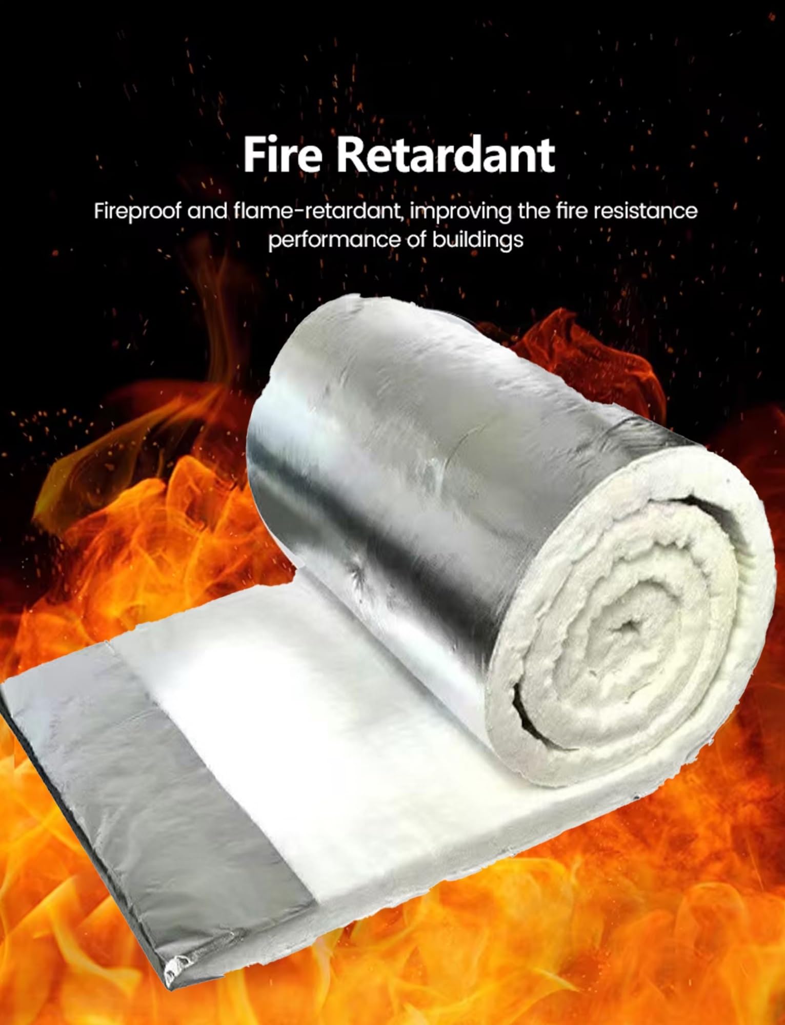 Manta aislante de fibra cerámica de alta temperatura con revestimiento de papel de aluminio para protección contra el calor en estufas, chimeneas, forjas, hornos y conductos