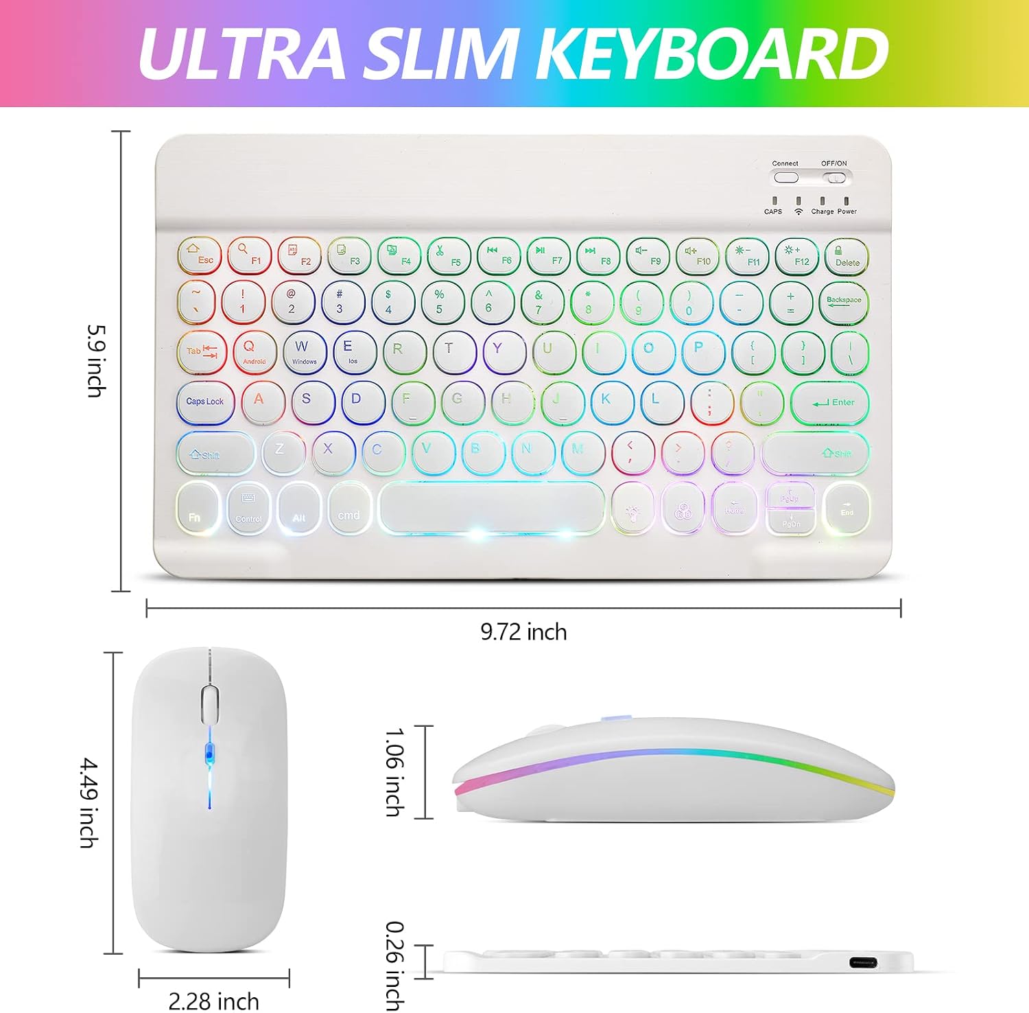 Dimensions of Guiheng Ultra Slim Keyboard and Mouse