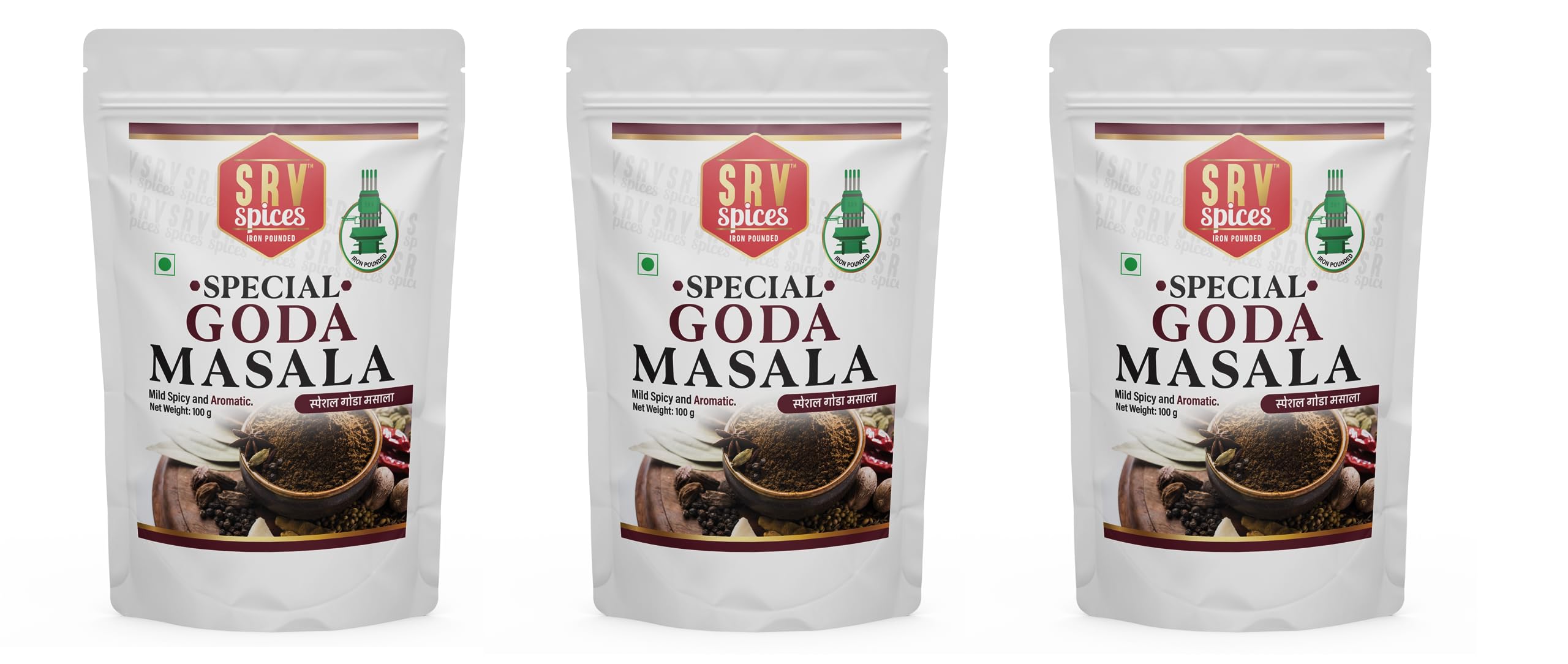 SRV SPICES (iron pounded) Special Goda Masala, Brahmani Goda Masala, Mild Flavour Masala, Dal Khicchdi Masala, Kala Masala, Puneri Goda Masala Powder(100Gm X 3, Pack Of 3) (B0CCRV7NWP) Amazon Price History, Amazon Price Tracker