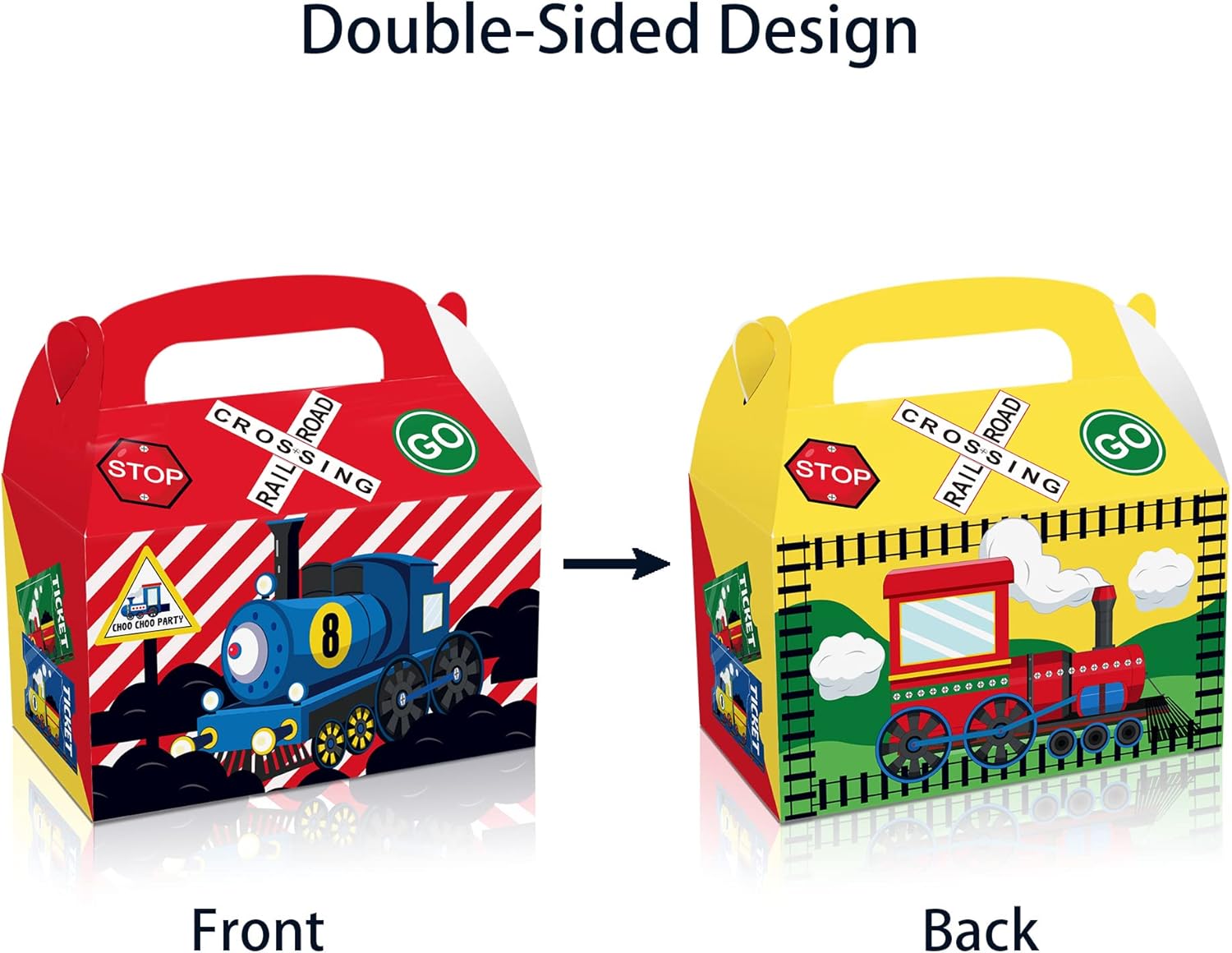 24 Pcs Train Themed Gift boxes with Handles in 4 Assorted Designs,Perfect for Transportation Enthusiasts, Party Favors, and Themed Events,Ideal for Birthdays, All Celebrations - Image 3