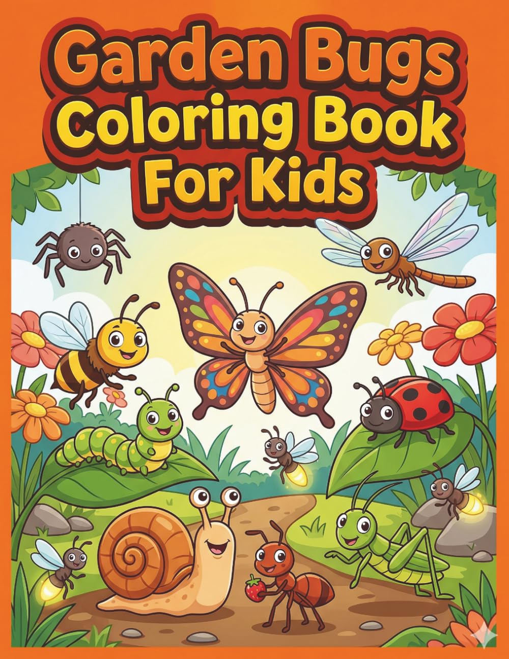 Garden Bugs Coloring Book For Kids: Big and Easy Cute Bug Pages for Kids Ages 3–6