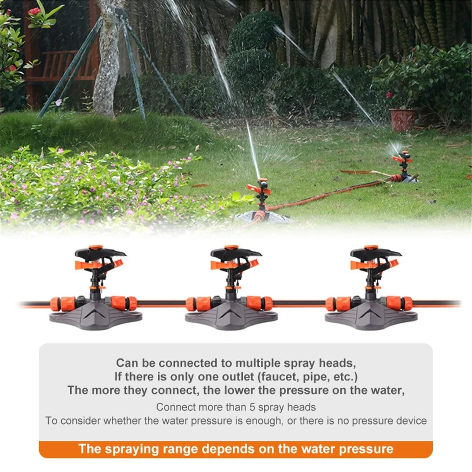 Irrigatore Rotante Irrigatori automatici for irrigazione da giardino | Sistema di irrigazione con rotazione a 360° con ugello for piante da erba for cortile esterno agricolo(1pcs)