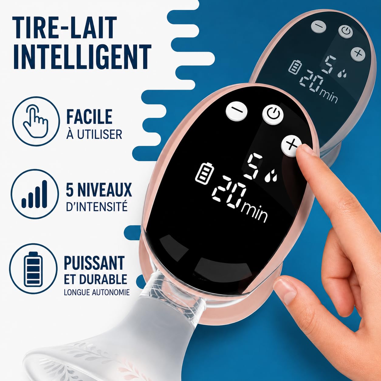 Neno Primo Tire-Lait Électrique Sans Fil Double Phase, 2 Modes et 14 Niveaux, Technologie AIR SUCTION, Téterelle en Silicone, Rechargeable, Complet avec Biberon et Sachets de Conservation du Lait