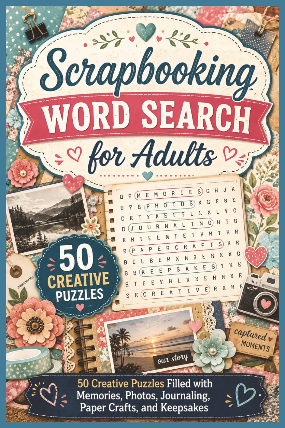 Scrapbooking Word Search for Adults: 50 Creative Puzzles Filled with Memories, Photos, Journaling, Paper Crafts, and Keepsakes (Word search books collection)