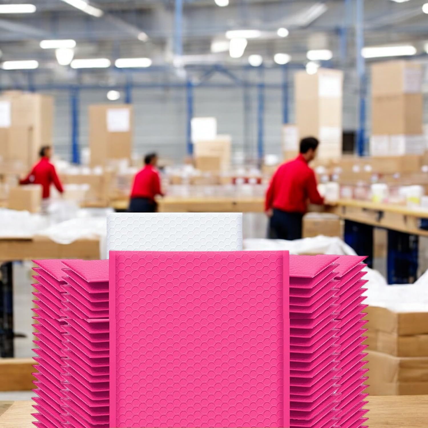 iMBAPrice Paquete de 100 sobres acolchados de burbujas de polietileno autosellantes de color rosa intenso #2 (8.5 x 12 pulgadas) (100 bolsas en total)