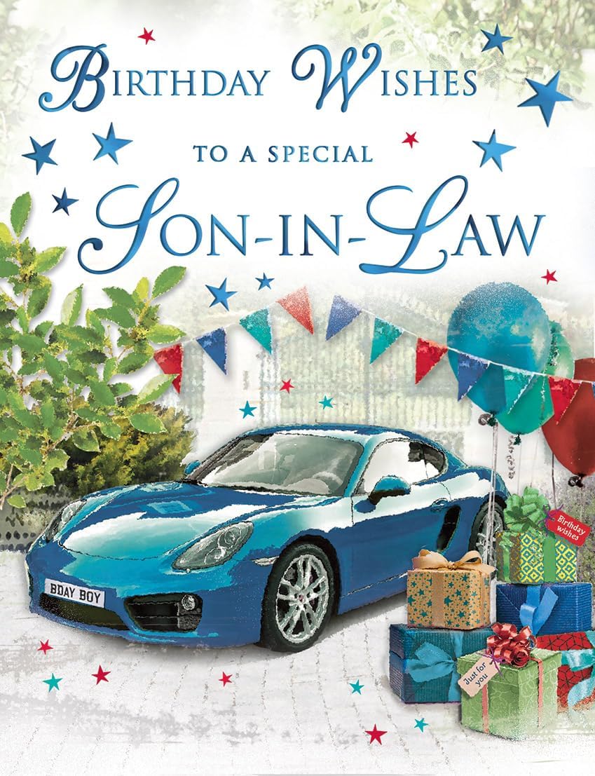 Regal Publishing Traditional Birthday Card Son Blue Sports Car - 8 x 6 inches