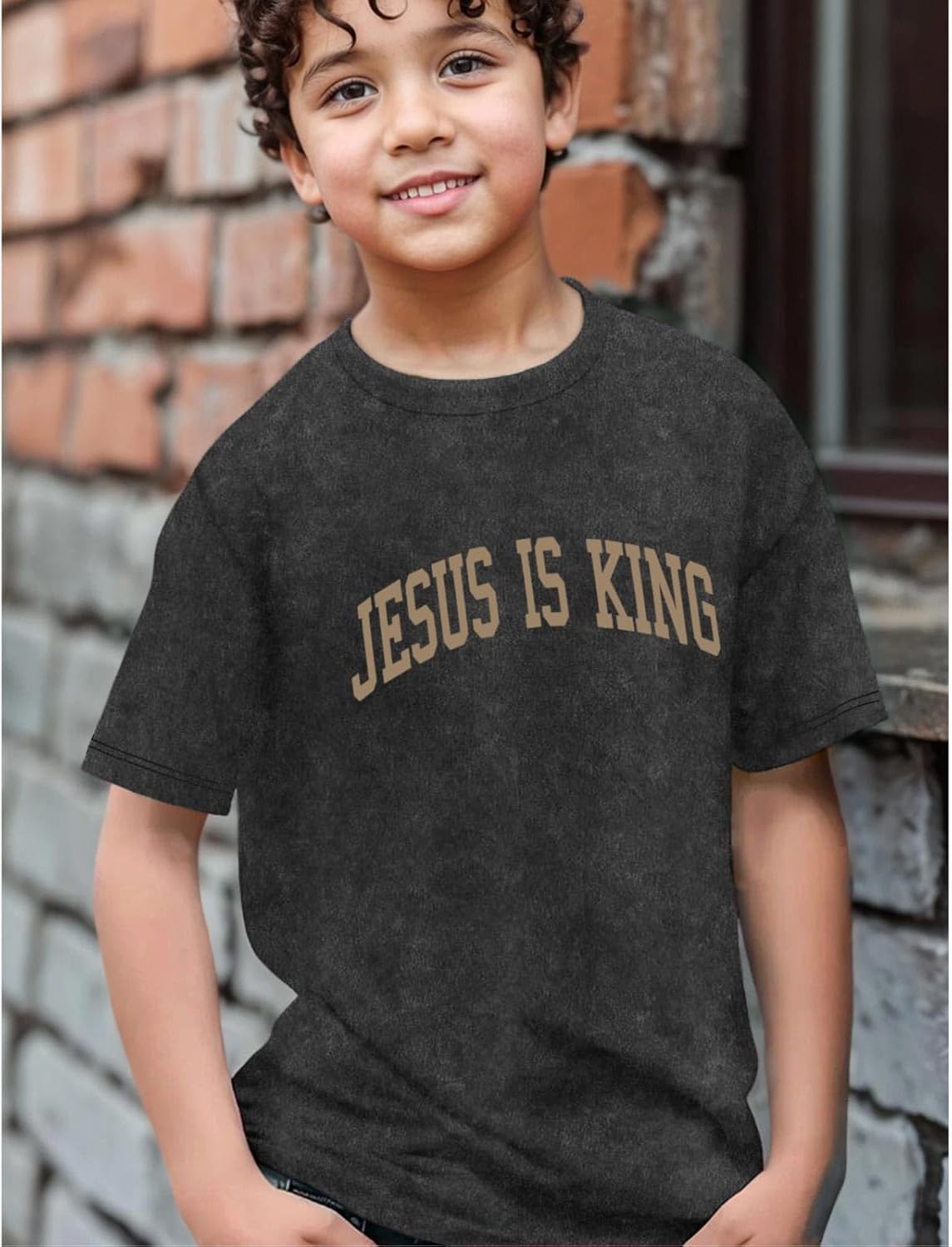 KEEVICI Boys Jesus is King Love You Shirt Christian T Shirts for Kids Religious God Faith Graphic Tees Acid Wash Tshirt