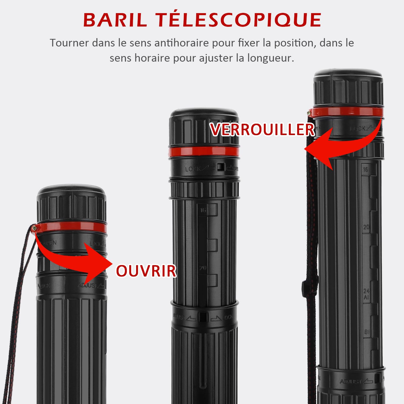DEWEL Rouleau de Transport Télescopique A1 (45-75 cm) Lot de 2, Plastique Résistant