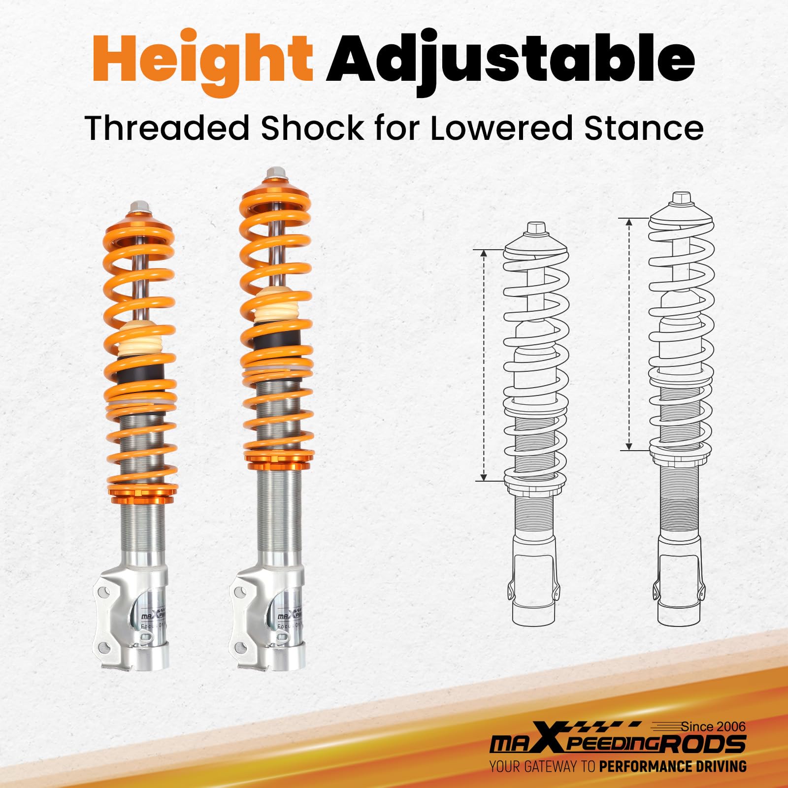 maXpeedingrods 4 Lots de Coilover Combinés Filetés pour VW Corrado Golf MK2 MK3 Jetta II? Kit de Ressorts de Suspension Amortisseurs Hauteur Réglable - Or