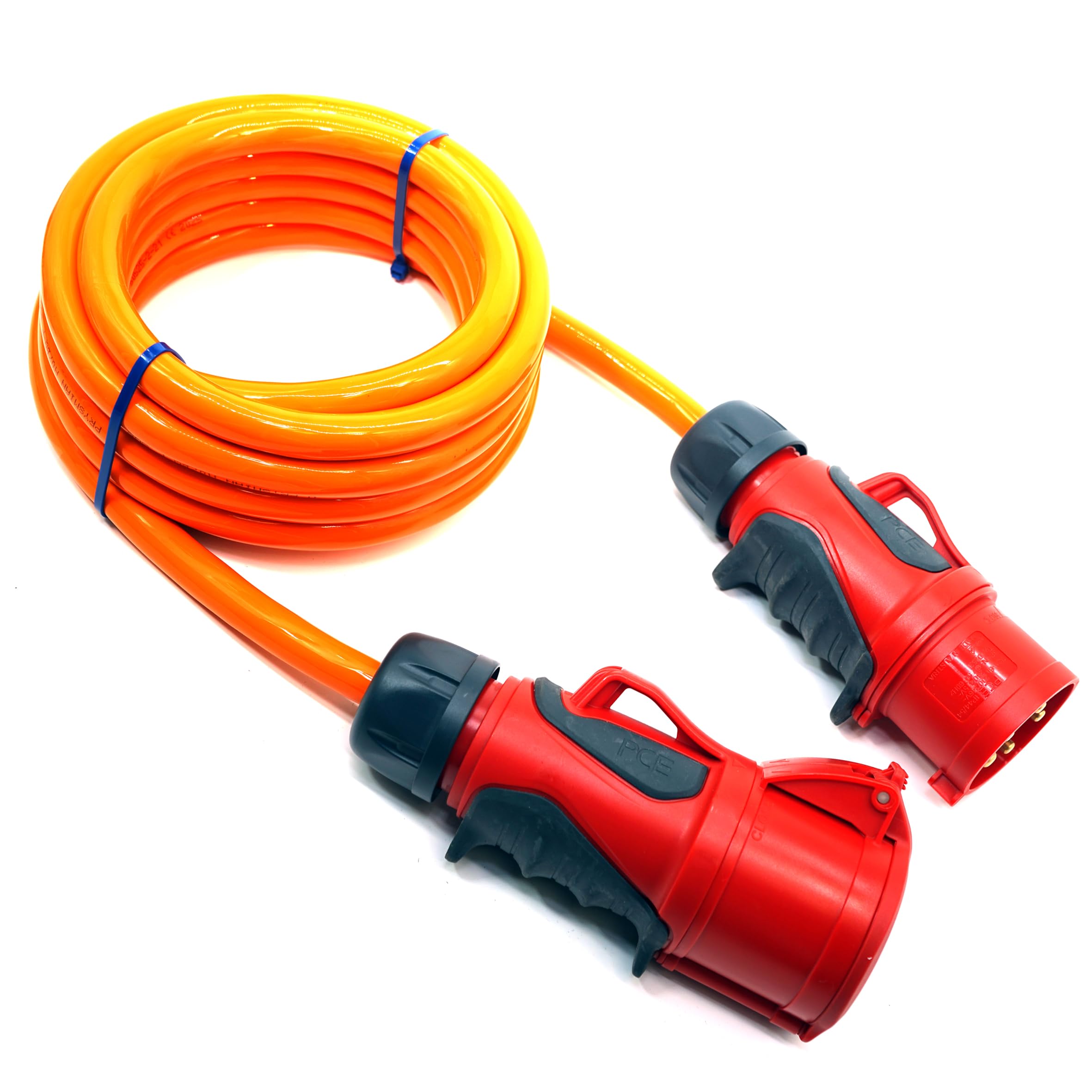 Event-Kabel & more CEE Starkstrom Verlängerungskabel – PUR orange H07BQ-F 5×4 mm² – 32A 400V – PCE Grip Stecker & Kupplung – Business-Line Made in Germany (Längen: 1,5m-50m) (10 Meter)
