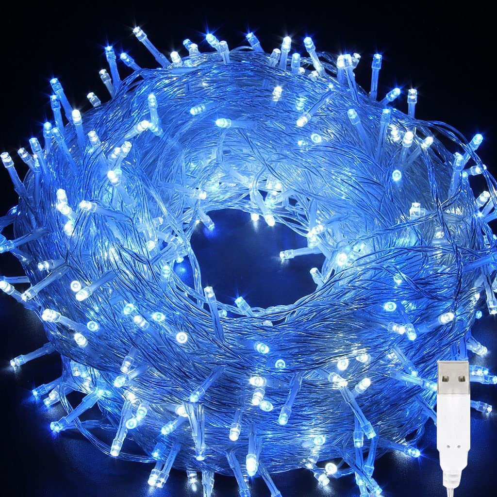 Lampki Choinkowe LED, 5m 50LED Lampki Choinkowe Lampki Choinkowe Zewnętrzne USB (Niebieski)