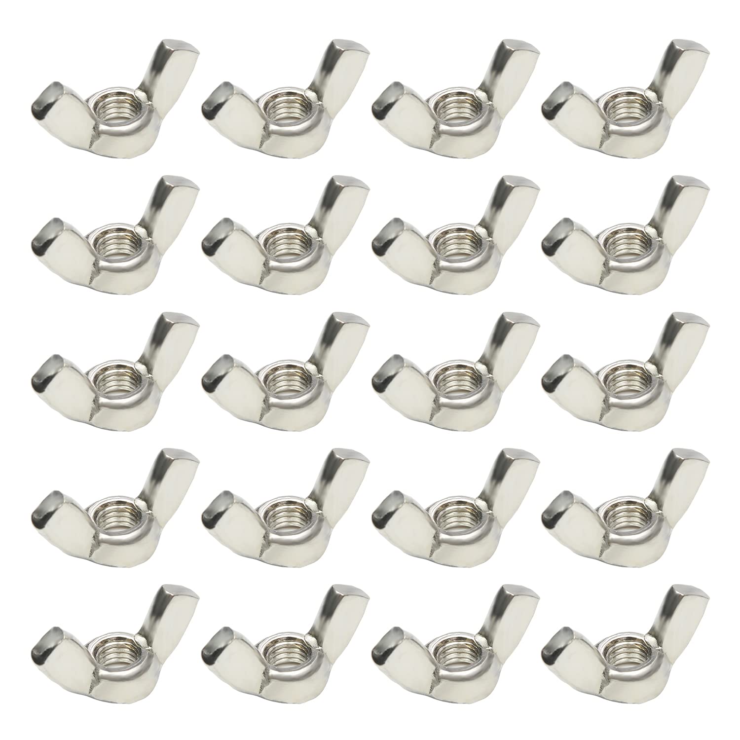 M5 Wing Nuts, Stainless Steel Hand Twist Tighten Ear Butterfly Nut for Furniture Decoration, Silver 30 Pcs