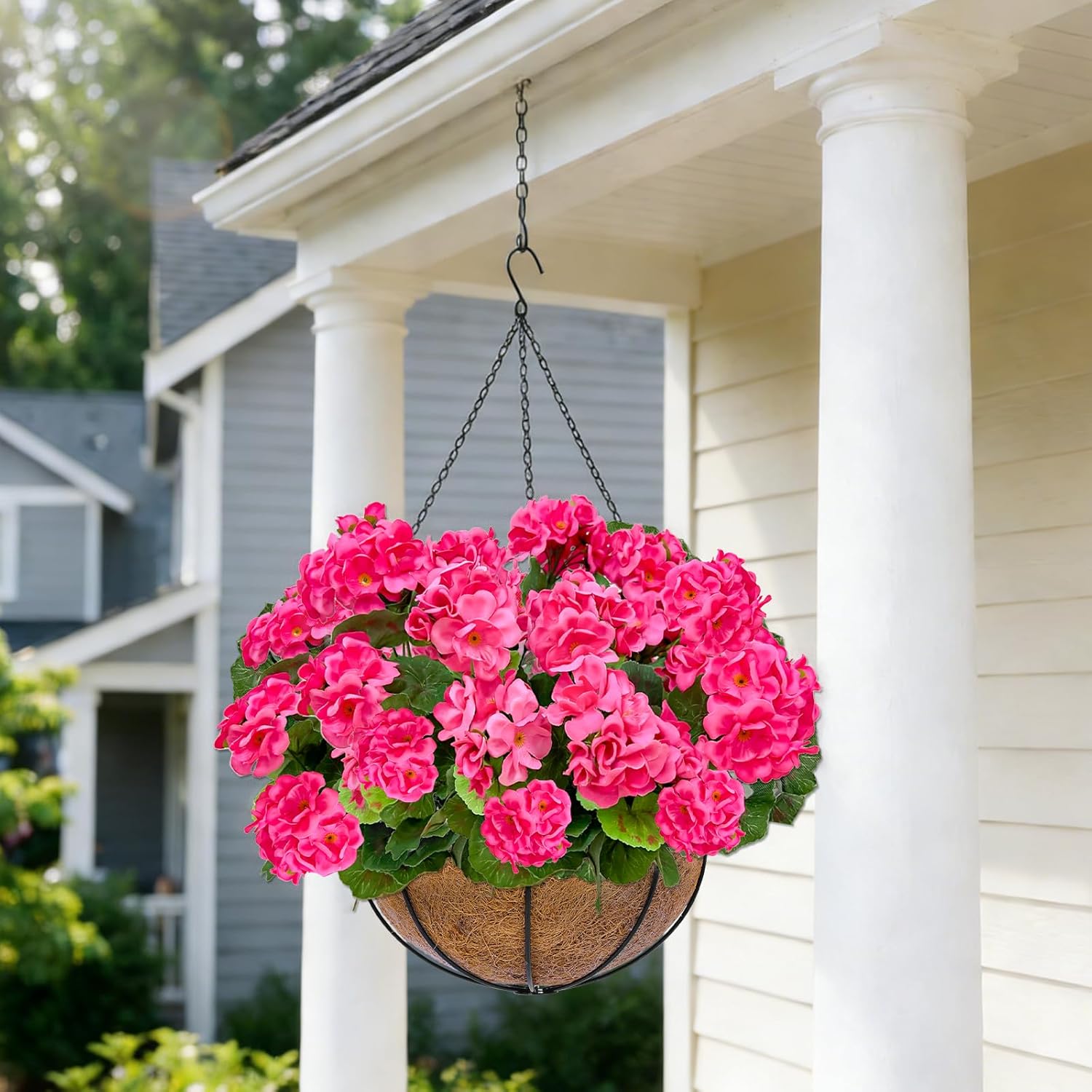 TURNMEON Artificial Geraniums Flowers for Outdoors, 4 Bundles Fake Geraniums Silk Flowers UV Resistant Faux Flowers Plants for Home Planter Gardens Table Porch Patio Cemetery Summer Spring Decor(Pink) - Image 4