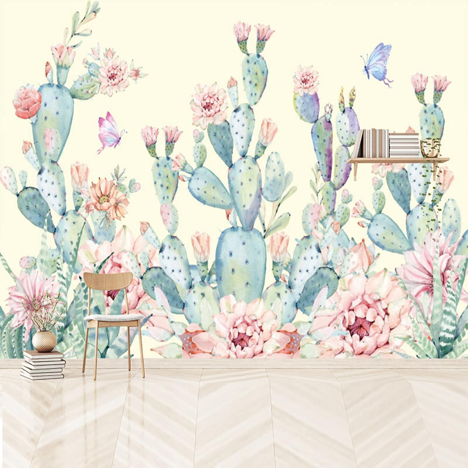 Peinture murale 3D fleurs style art moderne sur mesure au choix