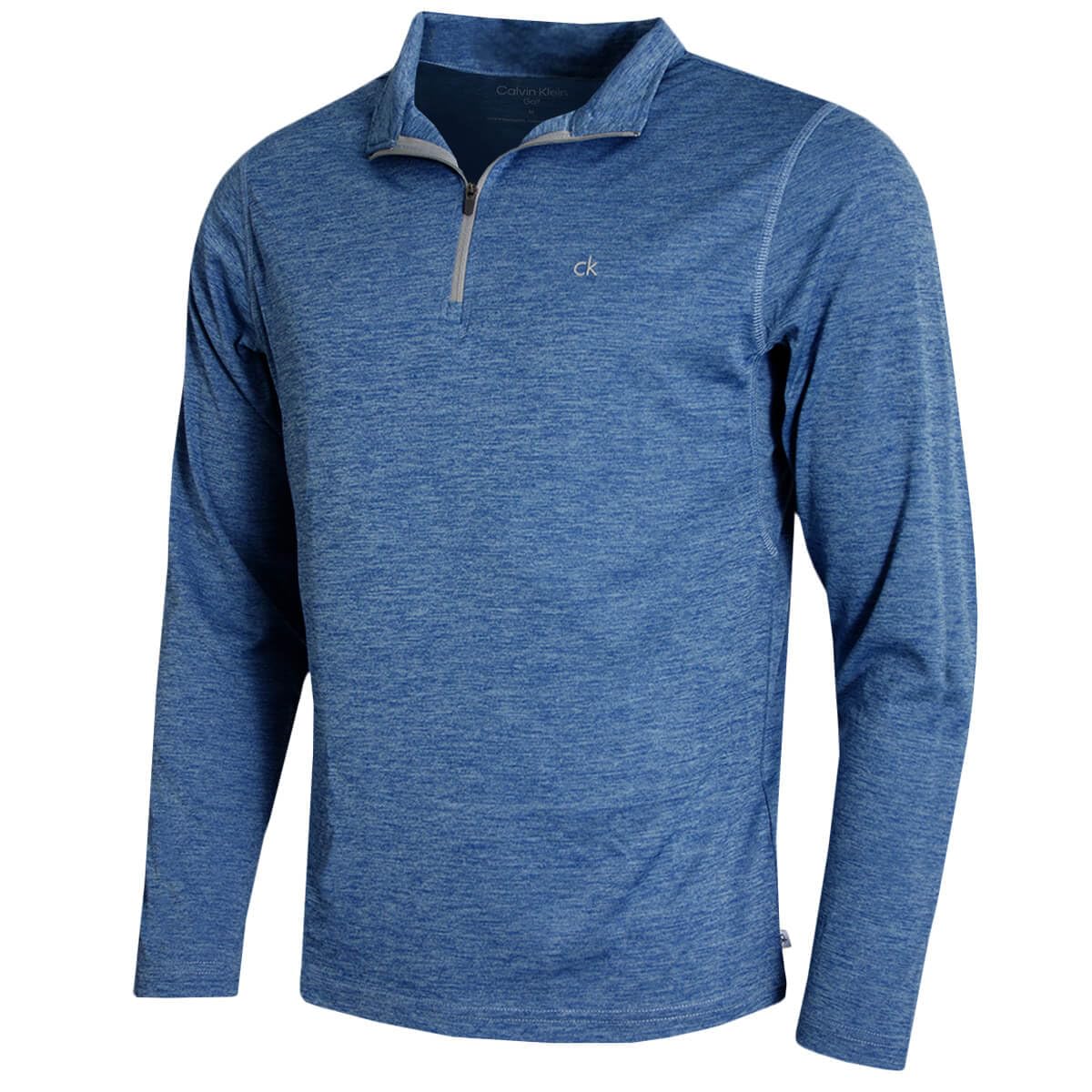 Calvin Klein (Xxxl, Denim Marl) Mens 2026 Harlem 1/4 Zip Lightweight Technical Ck Golf Sweater Blue
