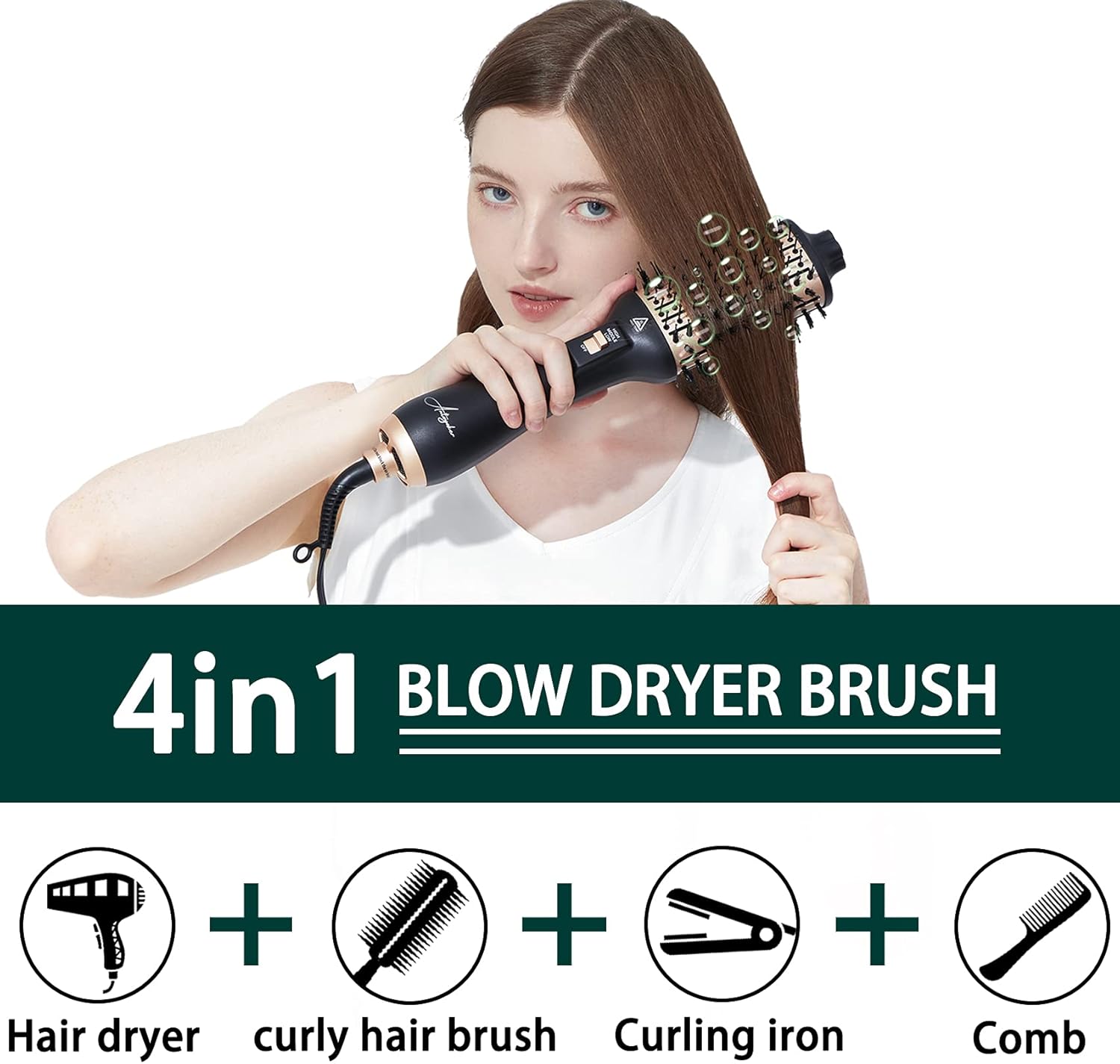 Blow Dryer Brush, Antoyoker 4 in 1 One Step Hot Air Hair Brush and Volumizer with Negative Ions for Straight and Short Long Hair, Professional Ceramic Coating for Easy Salon Styling at Home : Beauty & Personal Care