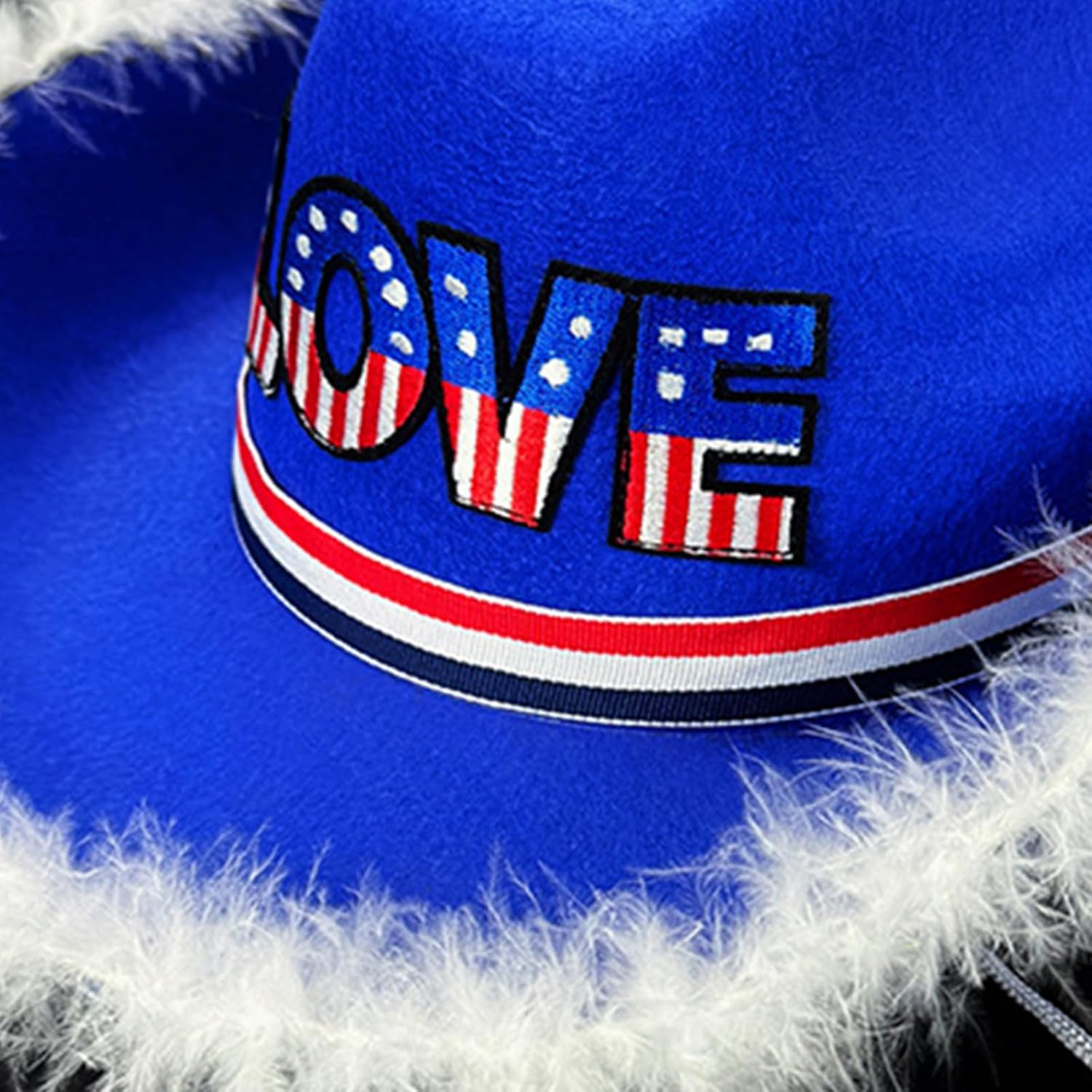 LOVE Homburg Fedoras with Unique Feathered Fedoras Hat Top Classical Porkpie for 4th of July Theme Party Carnivals Blue Love Hat