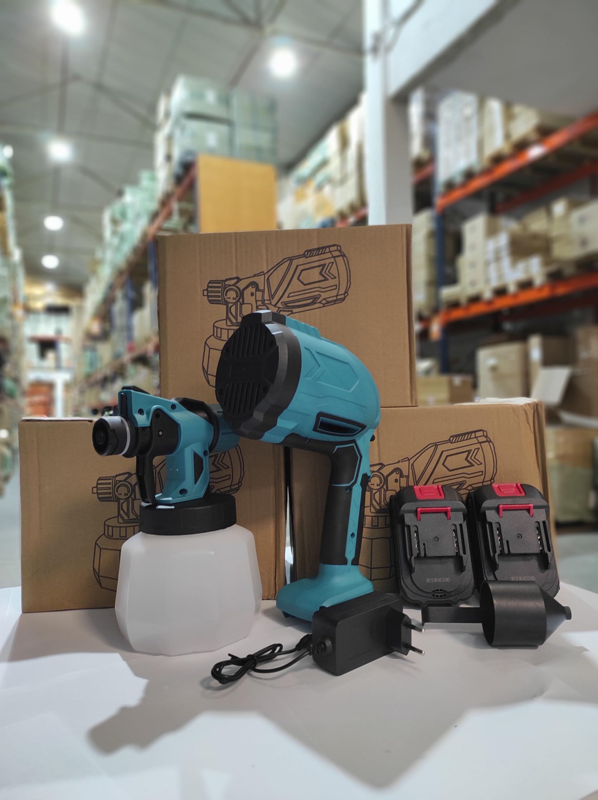 MayMax Pistola de Pintar Electrica Inalambrica con Doble Bateria - Pulverizador de Pintura Portatil Recargable para Paredes Muebles Vallas Interior y Exterior