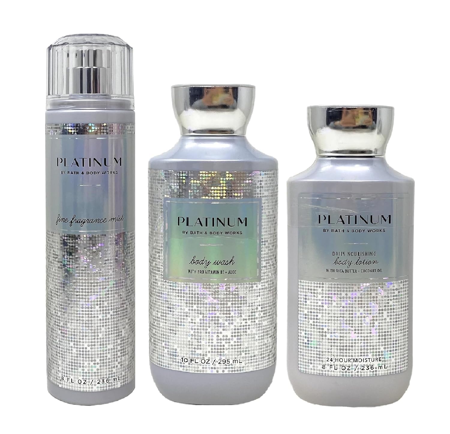 Platinum Gift Set Fine Fragrance Mist, Body Wash, and Daily Nourishing Body Lotion