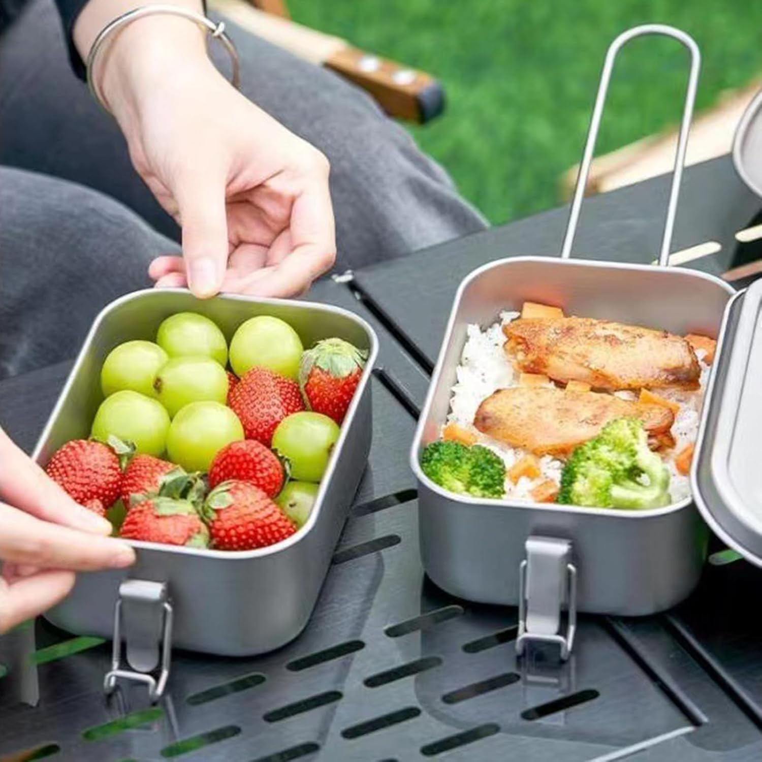 ポータブルメタルアロイキャンプベントスコンテナ長方形ランチボックスランチコンテナ食品保管ボックスピクニック調理器 ポータブル金属合金キャンプ弁当容器  長方形ランチボックスランチコンテナ食品保存ボックスピクニック調理器具 保存容器 プラスチック ケース 通販 ... ポータブルメタルアロイキャンプベントスコンテナ長方形ランチボックスランチコンテナ食品保管ボックスピクニック調理器