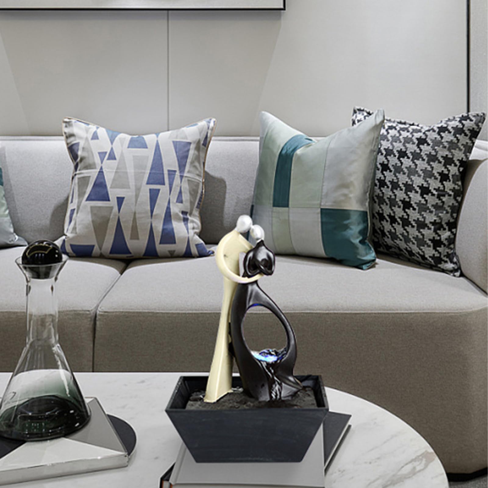 Fontana Da Tavolo Moderna Con LED - Scultura D'Amore, Pompa Silenziosa, Decorazione Zen Per Casa E Ufficio - Foto 7