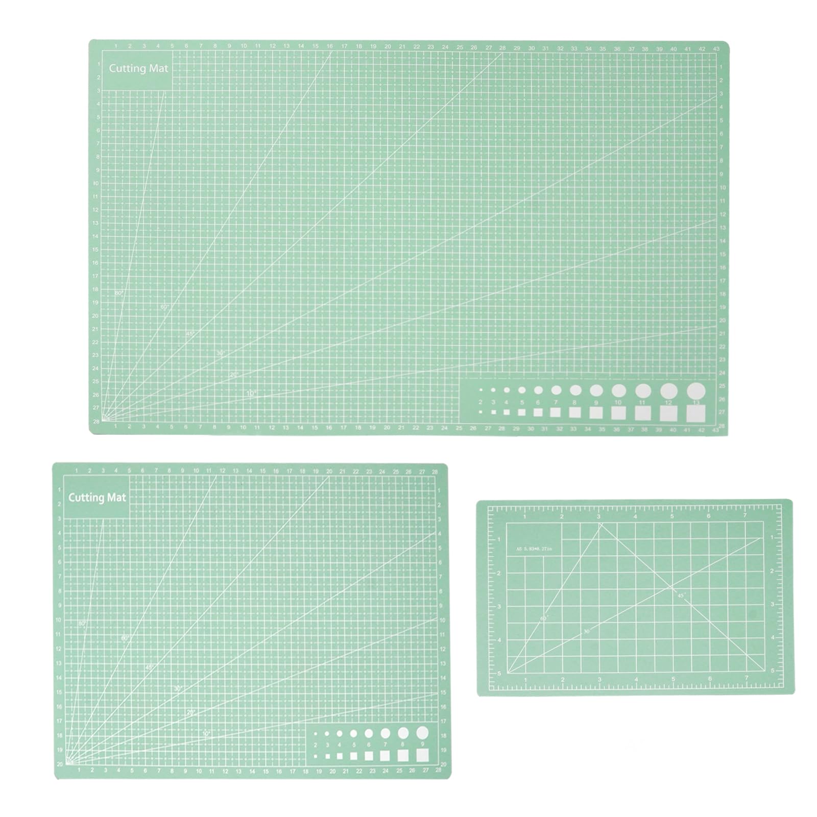 MANUFORE 3 Pcs Tapis de Découpe Autocicatrisant A3/A4/A5, Lot de Tapis de Coupe Double-face Vert Clair en PVC, 5 Couches Tapis de Bricolage CM/Pouce pour Bricolage, Quilting, Couture, Scrapbooking