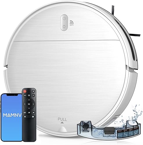 MAMNV Robot aspirador y trapeador, 2 en 1 para alfombras y suelos duros, aspiradora robótica con Alexavozaplicación, potente y silencioso para pelo