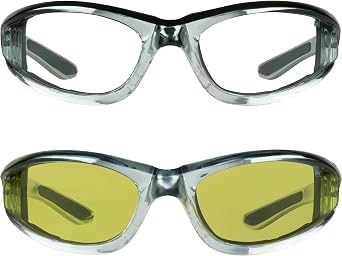 Bikershades Chrome and Pink Motorcycle Riding Glasses Foam Padded for Women.