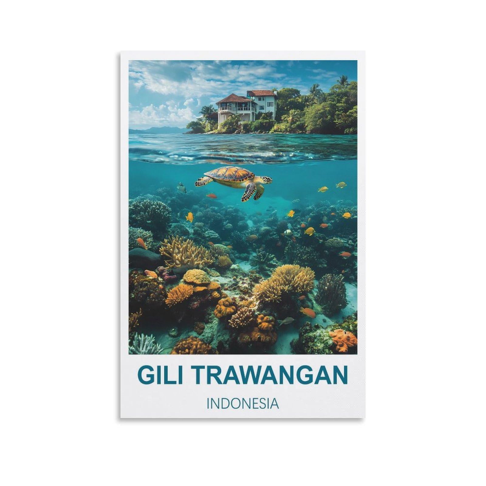 Hsayyiii Unframe-Style Gili Trawangan Indonesia Vintage Travel Posters 08X12inch(20X30cm) Canvas Art Poster And Wall Art Picture Print Bedroom Decor