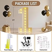 Vista 2 de Marquesina - Kit decorativo gigante de 5 pies para decoración de fiestas, cumpleaños, aniversario