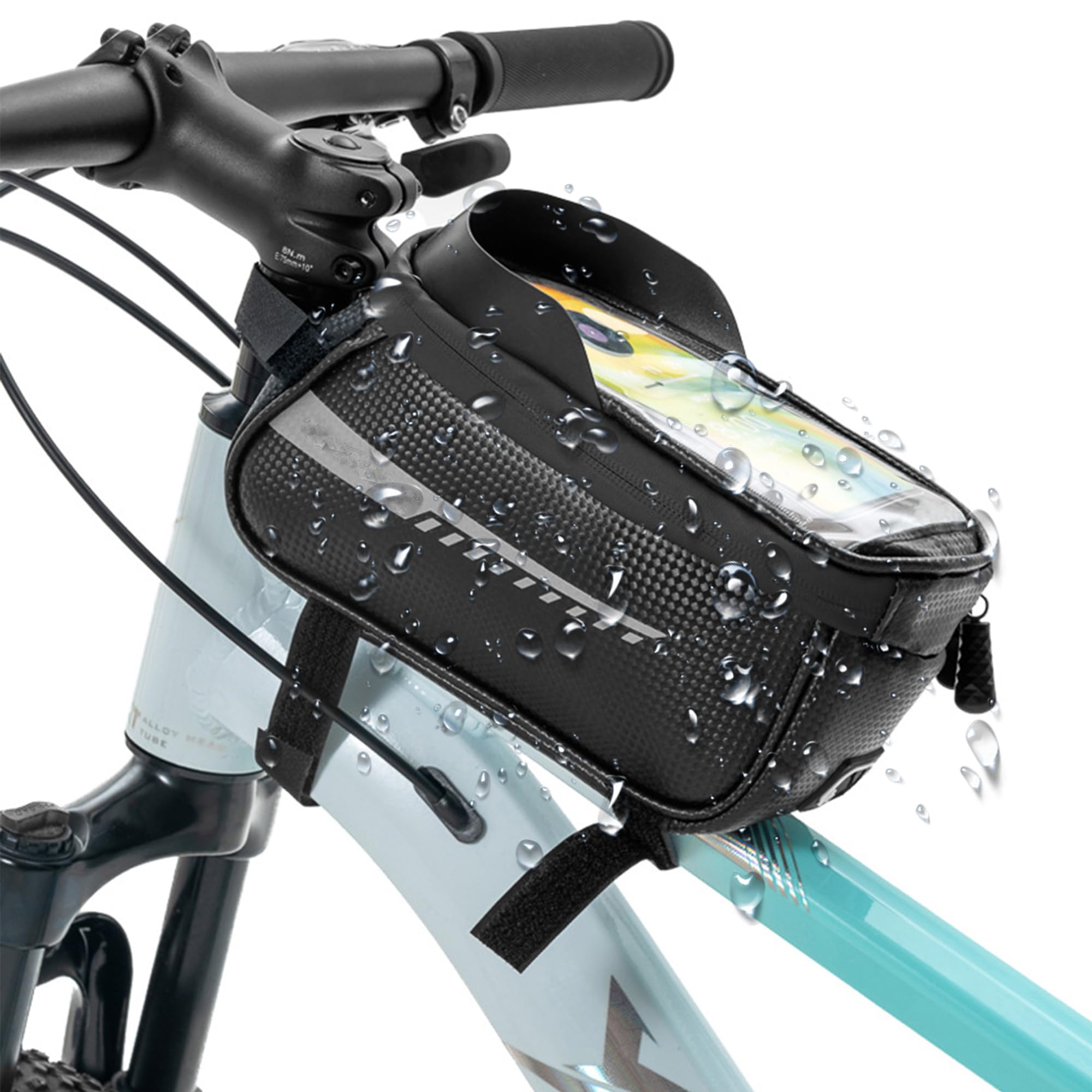 YueXing Waterproof Top Tube Bike Bag, Touchscreen Bicycle Phone Holder with Sun Visor, Large Capacity Frame Bag for Cycling, Mountain Biking, Road Bikes and Commuting Essentials