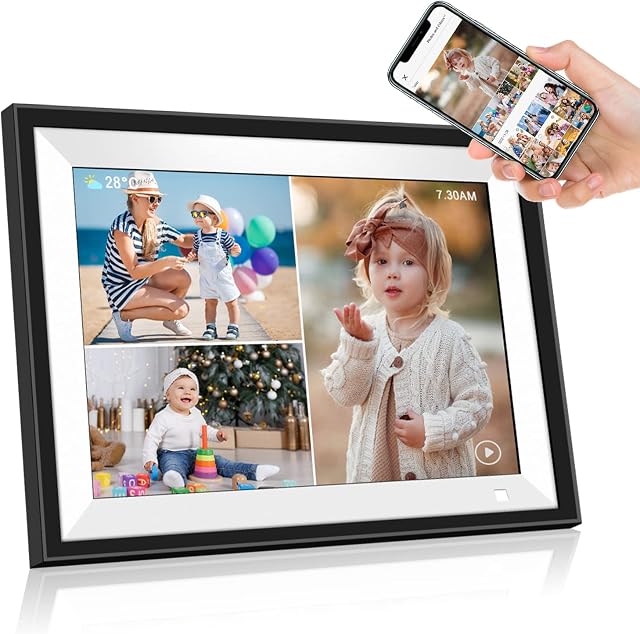 10.1 inch Digital Photo Frame WiFi, Digital Picture Frame with 32GB Storage, Smart Electronic Photo Frames with Email, 1280x800 IPS Touch Screen, Share Photos and Videos from Anywhere
