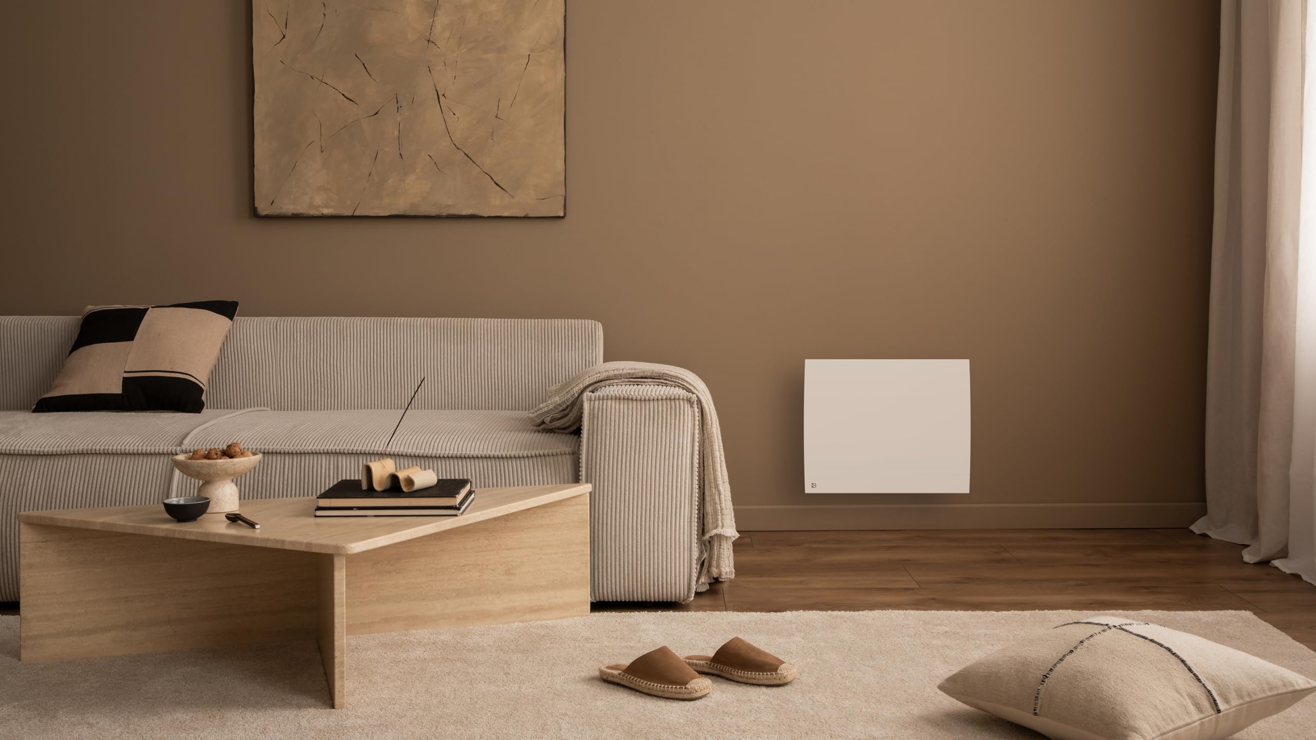 BESTHERM - Radiador eléctrico fijo conectado WIFI con inercia seca cerámica 1000 W Bestherm LESSO CONNECT horizontal blanco