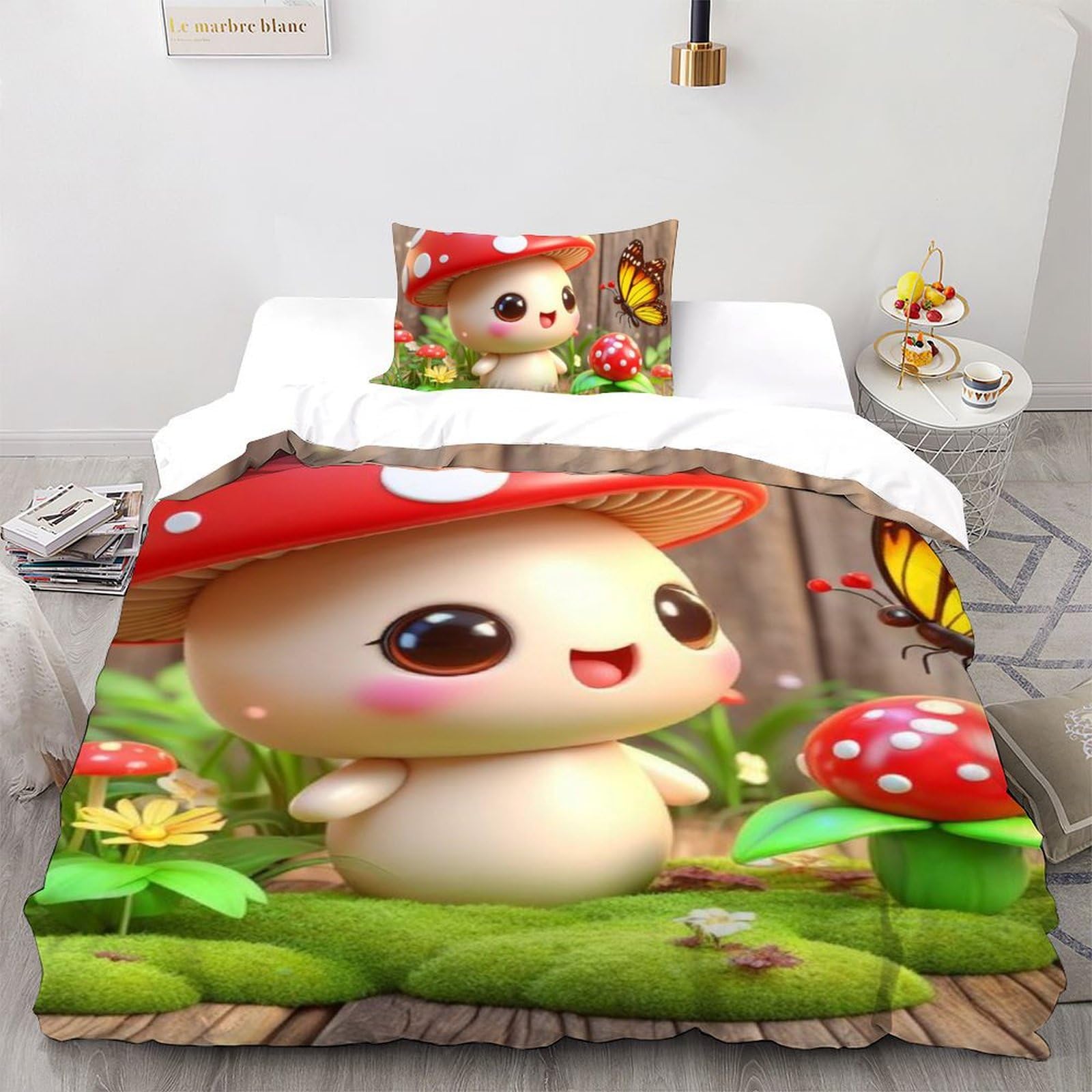 Housses de couettes CariChature imprimé champignon microfibre