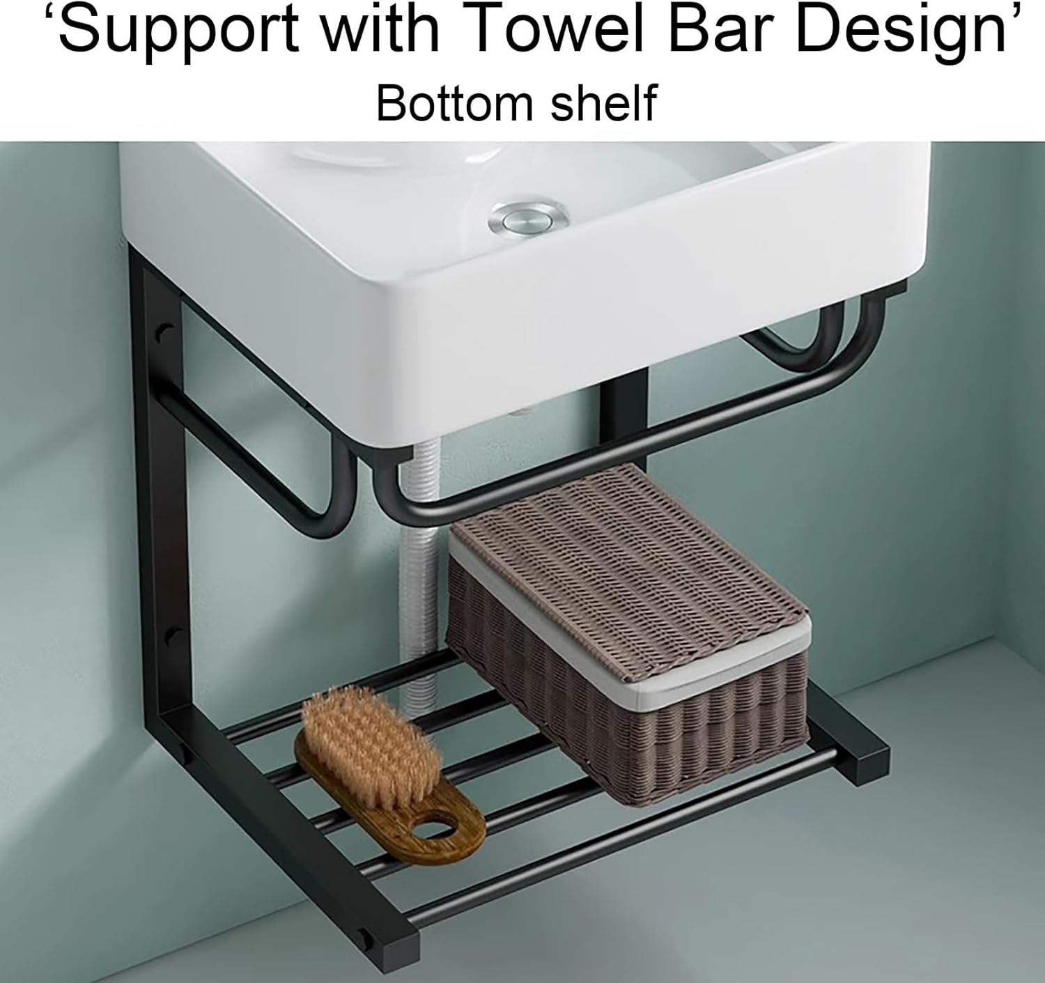 Wall-Mounted Bathroom Vanity with Ceramic Sink Space-Saving Storage Shelf & Faucet Ideal for Rvs Small Bathrooms Restrooms & Toilets - Compact & Stylish Design,S