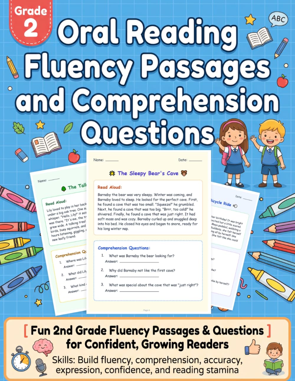 Oral Reading Fluency Grade 2 Passages and Comprehension Questions: 76 Engaging 2nd Grade Fluency Passages with Comprehension Questions for Smooth, ... (Oral Reading Fluency Practice Series)
