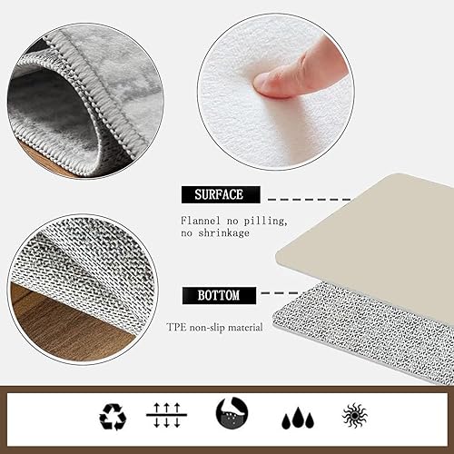 Miniatura 4 de Orange Gray Beige Rugs for Bedroom,70S Retro Geometric Non-Slip Stain Resistant Bordered Rug, Carpet for Living Room, Front Porch, Kitchen,