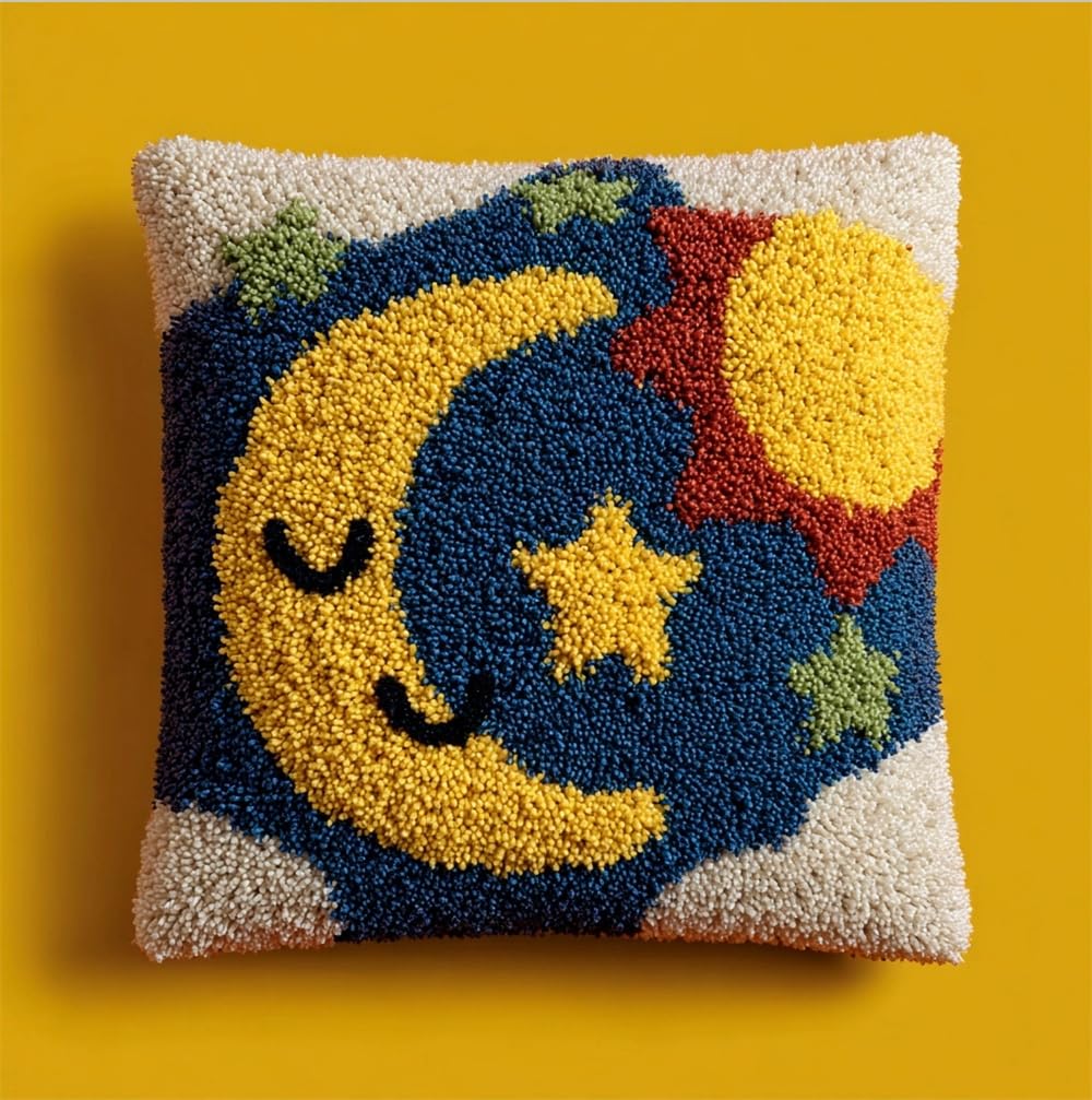 Kitphoenix Stars And Moon Latch Hook Cushion Kits For Adults