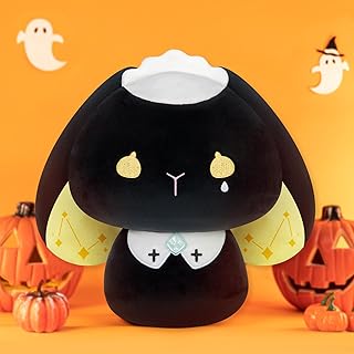 Mewaii 8 Inch Mushroom Plush, Cute Black Bunny Plush Pillow Soft Plushies Squishy Throw Pillow, Rabbit Plush Animals Kawaii Plush Decoration Gift for Girls Boys