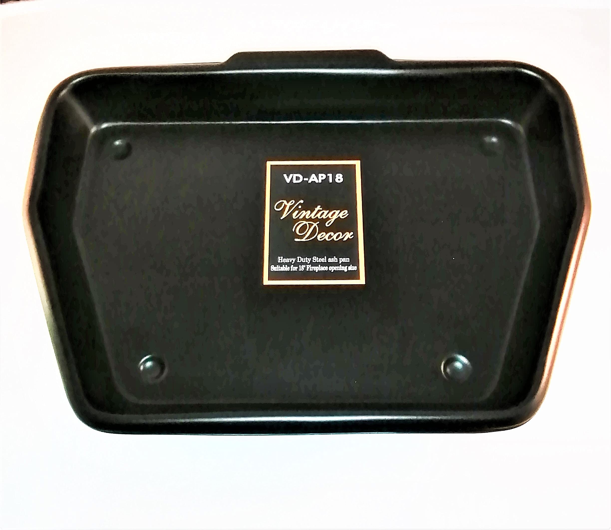 DWD Heavy Gauge Steel Deep Ashpan with Operating Tool, Black Powder Coated, One Piece Construction, 40mm Deep, Weight 0.59kg, 16 inch Fireplace opening size