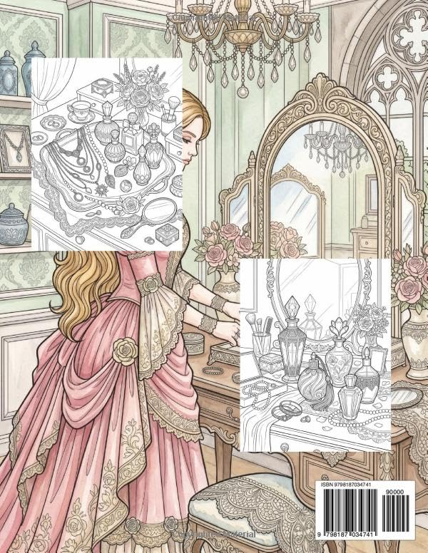 Perfume Vanity & Jewelry Tray Coloring Book: Elegant Perfume Bottles, Vanity Tables, Jewelry Collections, Vintage Beauty Rooms, and Magical Feminine Spaces for Adults image 3