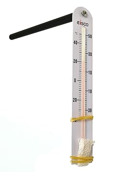 EISCO Sling Psychrometer Kit - Includes Dry Bulb & Wet Bulb Thermometers, Handle, Cloth Sleeve, Screw, Rubber Bands, Psychrometric Chart - Determine Relative Humidity & Dew Point