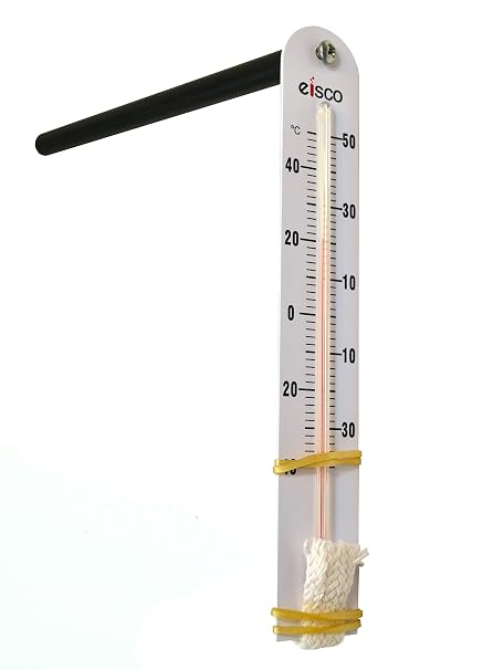 EISCO Sling Psychrometer Kit - Includes Dry Bulb & Wet Bulb Thermometers, Handle, Cloth Sleeve, Screw, Rubber Bands, Psychrometric Chart - Determine Relative Humidity & Dew Point