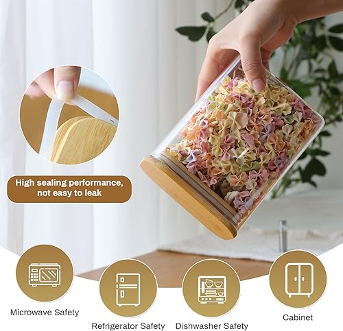 Miniatura 4 de Liuruiyu Tarros de almacenamiento de vidrio de 4.7 x 3.1 in Juego de 6, recipientes de almacenamiento de alimentos de vidrio transparente con tapa