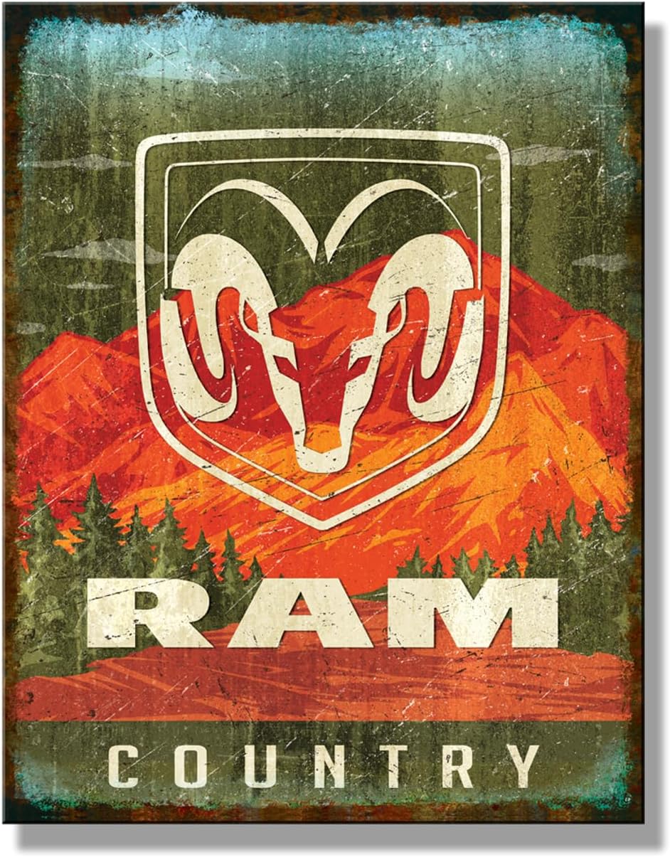 Desperate Enterprises RAM Country Tin Sign - Garage Signs - Nostalgic Vintage Metal Signs - Made in the USA