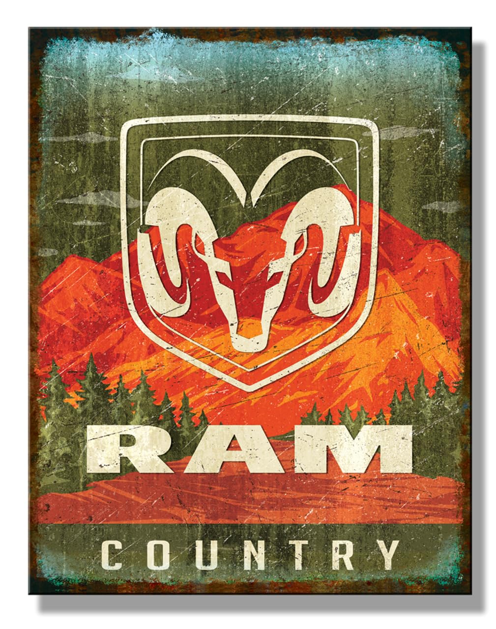 Desperate Enterprises RAM Country Tin Sign - Garage Signs - Nostalgic Vintage Metal Signs - Made in the USA