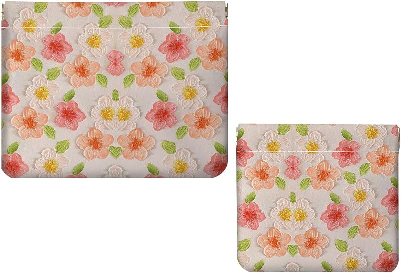 Necessaire de maquiagem Luoycxy em couro sintético, conjunto com 2, Pink Flower 1