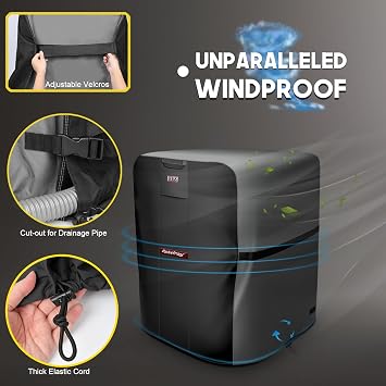 Air Conditioner Cover Waterproof AC Cover 600D Heavy Duty for Outside Units-Durable Universal Sizes Square Fits up to 30 x 30 x 36inches-Gray/Black